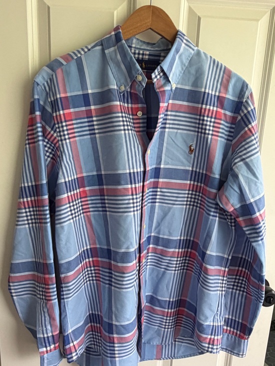 Ralph Lauren Other - Like new size L Ralph Lauren Light Blue, Navy and Red Plaid Button-Down Shirt.